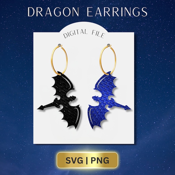 Dragon Earring SVG, Fantasy Earring SVG, Mystical Dragon SVG, Glowforge File, Laser Engraving File, Leather cut file, Cricuit svg file