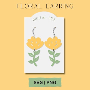 Flower Earring SVG, Spring Earring Cut SVG, Glowforge File, Laser File, Mother&#39;s Day Earring SVG, Floral Cut Earring, Leather Cut File