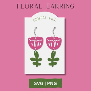 Flower Earring SVG, Spring Earring Cut SVG, Glowforge File, Laser File, Mother&#39;s Day Earring SVG, Floral Cut Earring, Leather Cut File