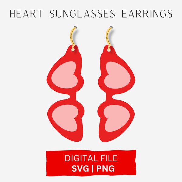 Heart Glasses Earring SVG, Valentine's Day Earring SVG, Love Earring Cut SVG, Glowforge File, Laser File, Rose Colored Glasses, Cricuit svg