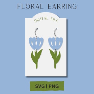 Tulpenblumenohrring SVG, Frühlingsohrringschnitt SVG, Glowforge-Datei, Laser-Datei, Muttertagsohrring SVG, Blumenschnittohrring, Lederschnittdatei
