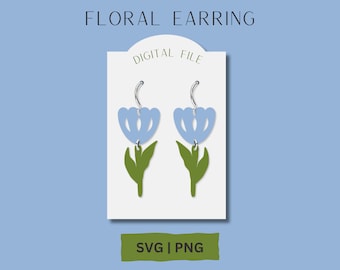 Tulpenblumenohrring SVG, Frühlingsohrringschnitt SVG, Glowforge-Datei, Laser-Datei, Muttertagsohrring SVG, Blumenschnittohrring, Lederschnittdatei