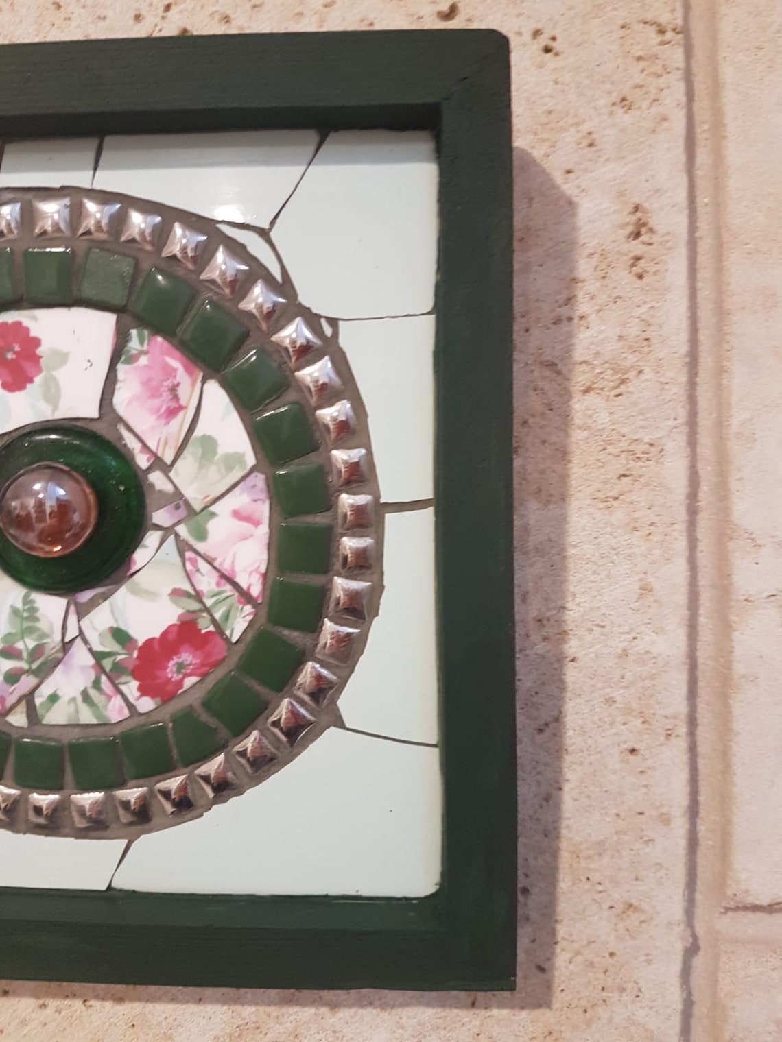 Grünes und rosa Mosaik Mandala perfektes Wohndekor | Etsy