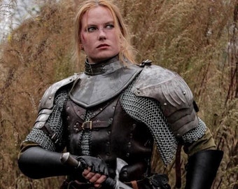 Knight Brave Weibliche Rüstung, Gorget Pouldron Rüstung, Cosplay Rüstung, Sca Rüstung, Larp Rüstung, Geschenke für Frauen