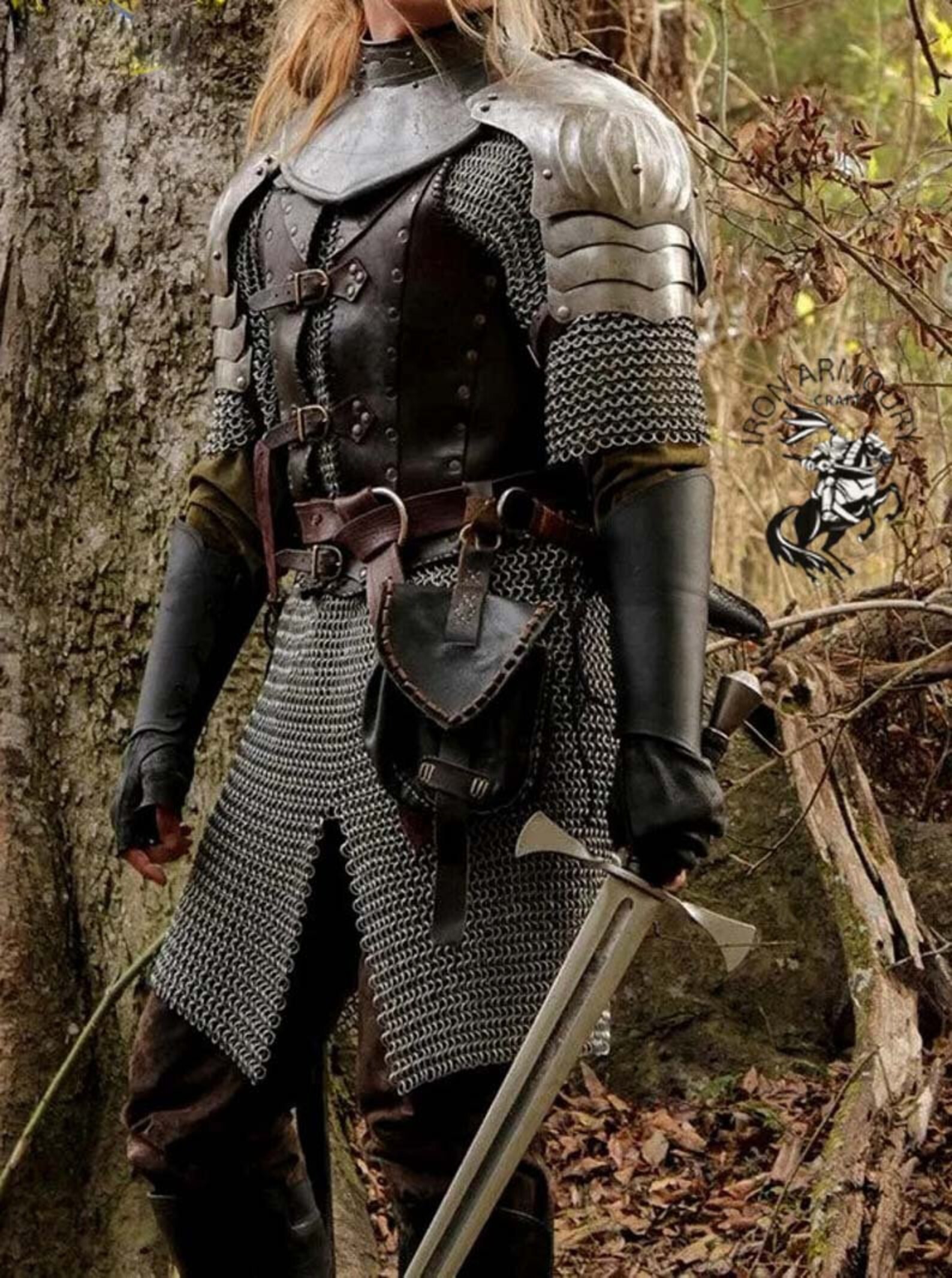 Knight Brave Female Armor Pouldron Armor Cosplay Etsy