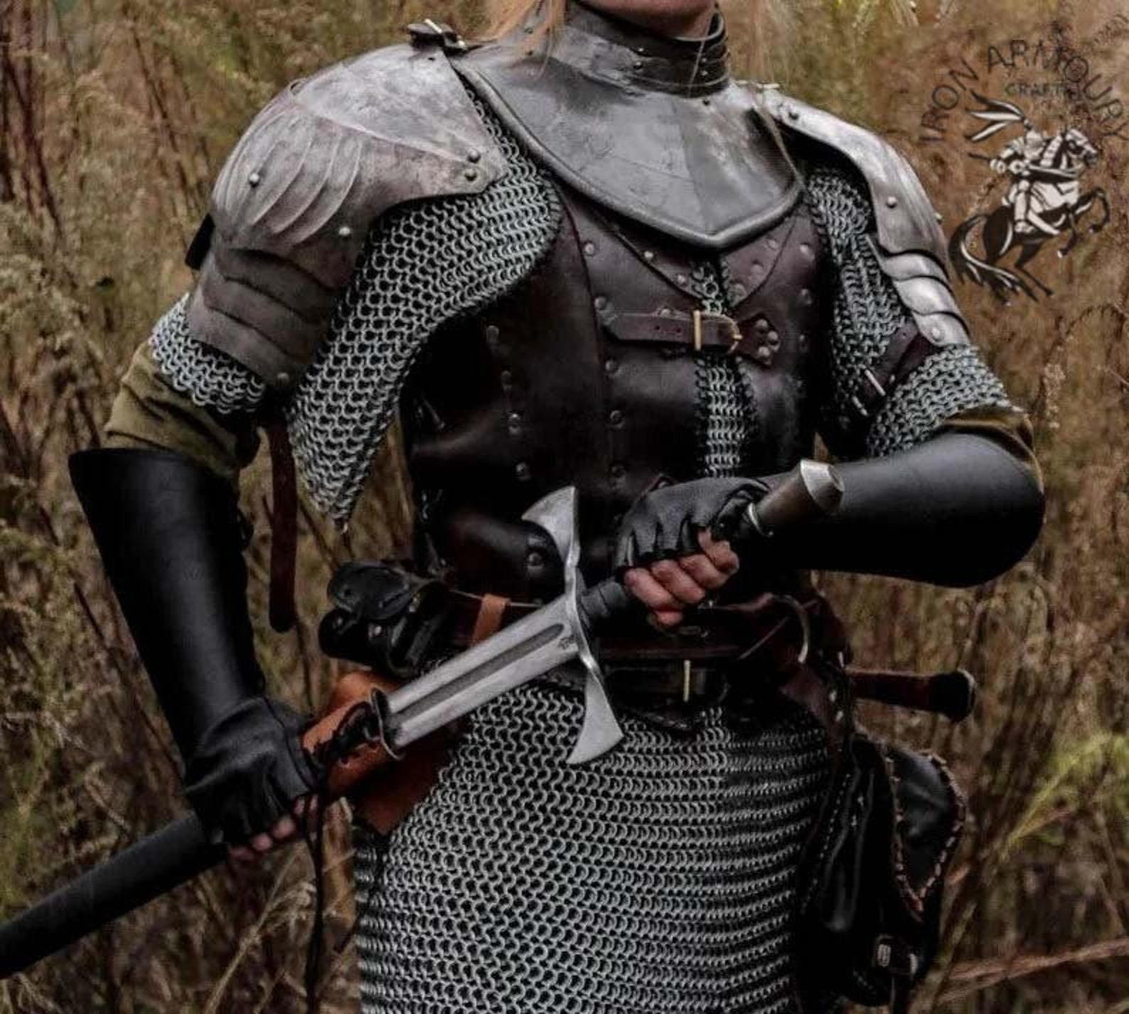 Knight Brave Female Armor Pouldron Armor Cosplay Etsy