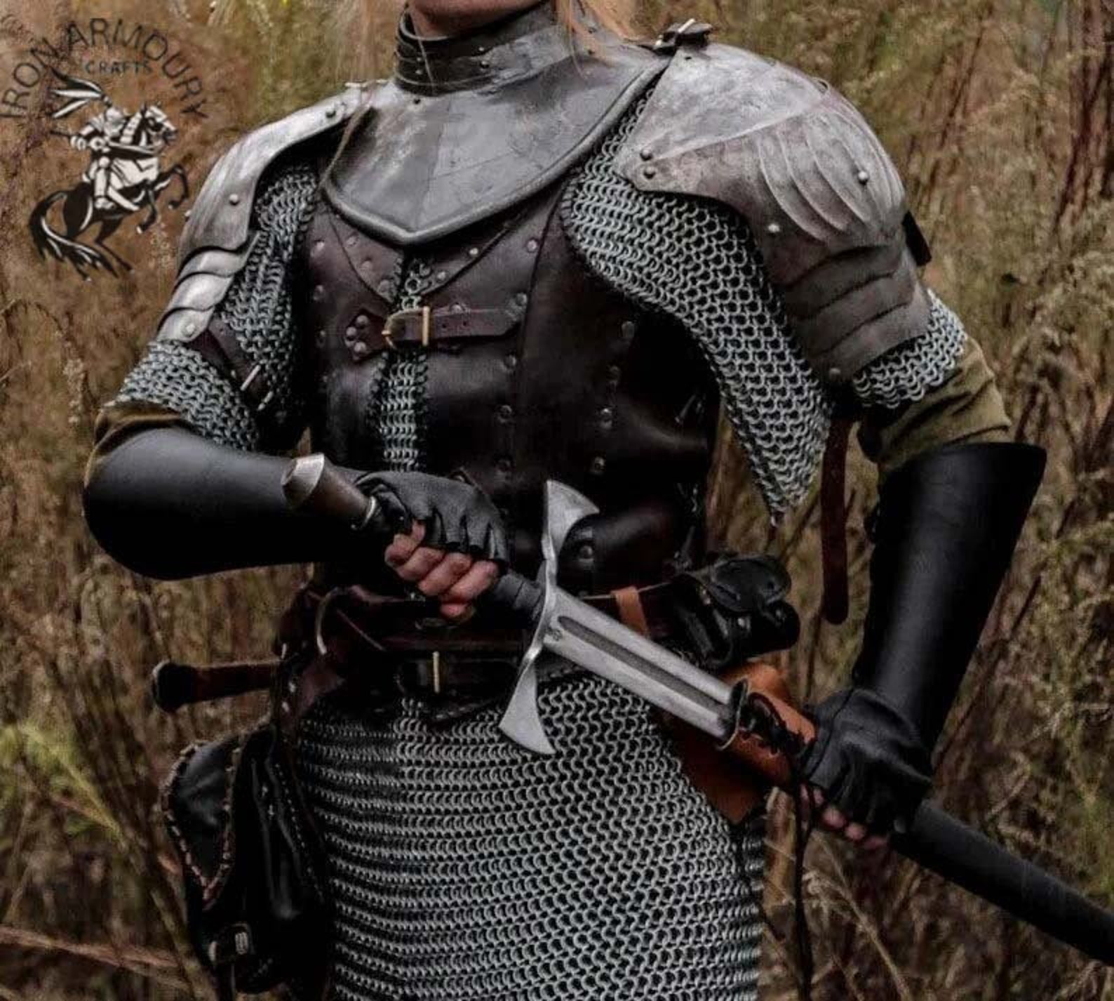 Knight Brave Female Armor Pouldron Armor Cosplay Etsy