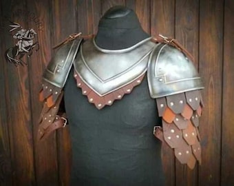 Medieval Knight Gorget, Pouldron Armor, Cosplay Armor, Sca Armor, Larp Armor, Leather Armor,  Gift for Men/Women