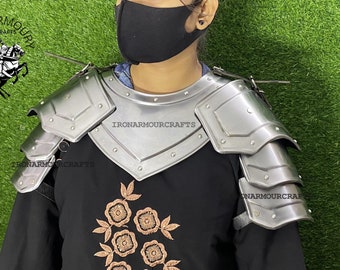 Medieval Cuirass Armor, Larp Armor, Brave Lady Armor, Gorget Pauldron Armor, Gift items.