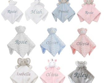 Personalisierte Name Tröster Decke Elefant Kaninchen Einhorn Dusche Baby Junge Mädchen