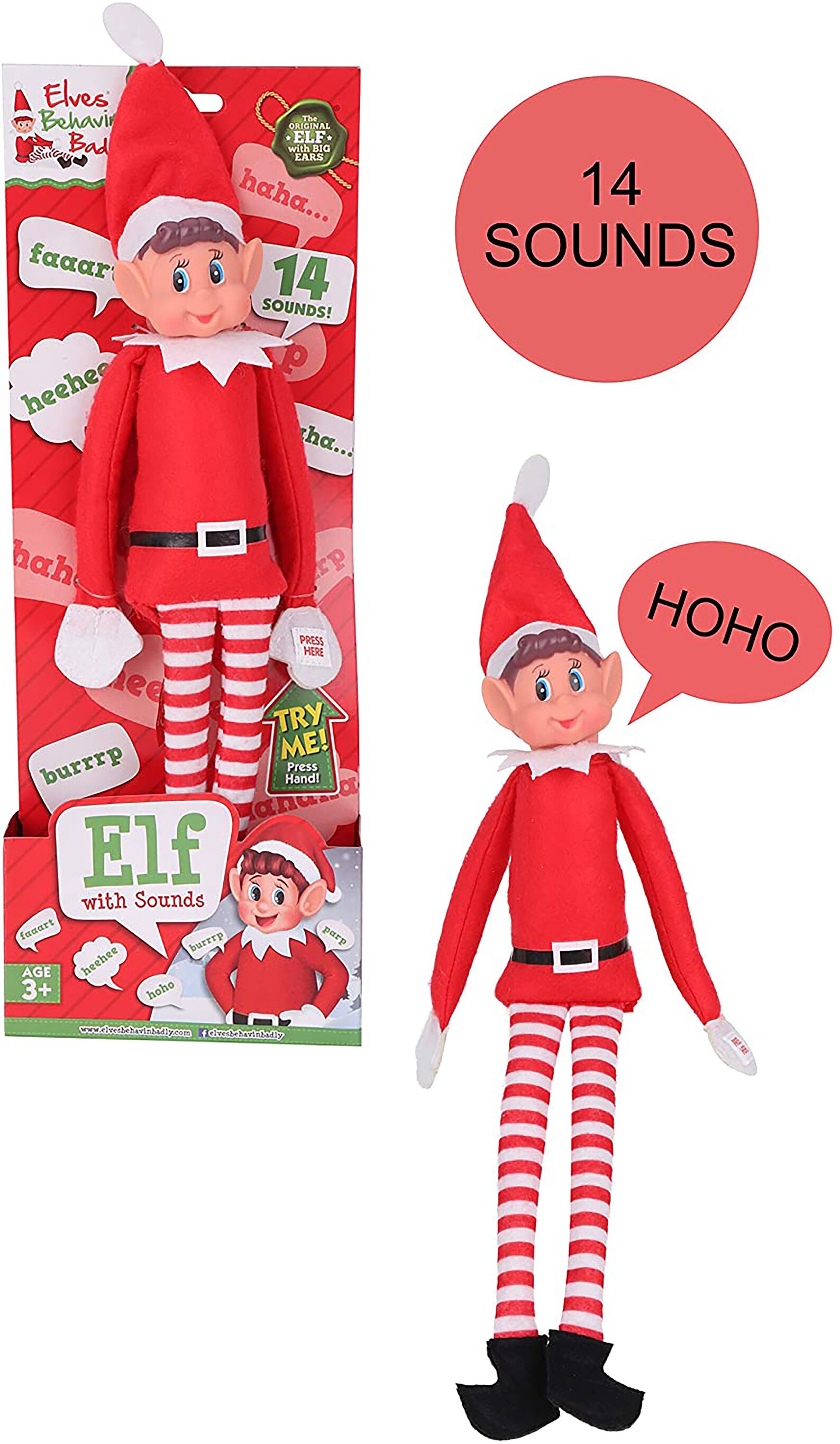 Personalised Elves Behavin' Badly 32cm Elf Felt Doll With Vinyl Head