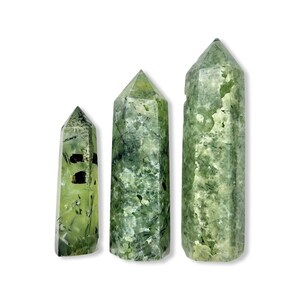 Torres de Prehnita, Puntas de Prehnita, Cristal de Prehnita, Prehnita Natural, Torres de Cristal Verde, Prehnita