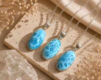 AAA Larimar, Larimar Pendant, Larimar Necklace, Larimar Jewelry, Dominican Republic Larimar, Larimar Crystal, Larimar Stone, Larimar