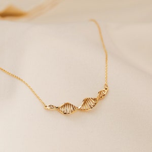 DNA Science Molecule Necklace Double Helix Pendant Mothers Day Gifts For Her Mom Doctor Gifts Science Gifts Rose Gold Gold Silver Plated 18K Gold Plated