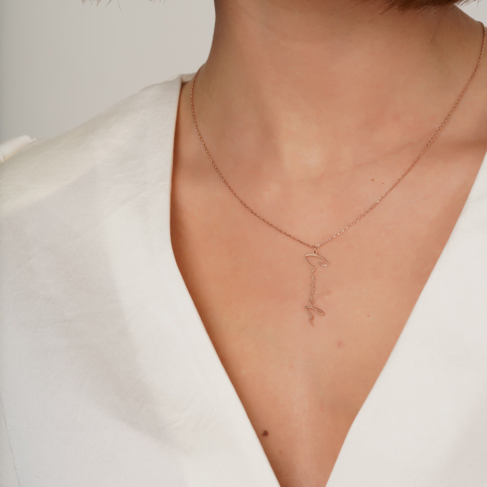 Gioiello Nome Acciaio Inox Targhetta Regalo VNOX Oro Argento Collana Con Nome Personalizzata VNOX – Targhetta In Acciaio Inox, Regalo Elegante Collana Oro Argento Rosa Personalizzata - Foto 3