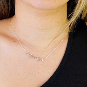 DNA Science Molecule Necklace Double Helix Pendant Mothers Day Gifts For Her Mom Doctor Gifts Science Gifts Rose Gold Gold Silver Plated image 7