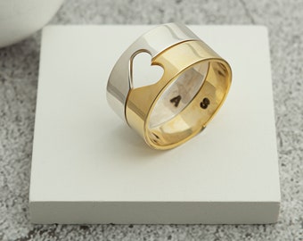 Valentines hart bijpassende ringen paar bijpassende ringen verlovingsring verjaardag ring Valentines verjaardagscadeau cadeau voor haar cadeau voor hem