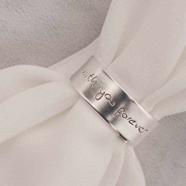 Handwriting Memorial Band Ring, Actual Handwriting Band Ring, Eternity Ring, Unisex Ring, Adjustable Everyday Ring, Personalized Ring