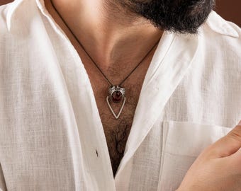 Oxidized Ring Holder Necklace 925 Sterling Silver Jewelry Geometric Men Women Ring Keeper Pendant
