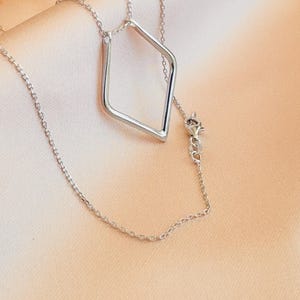 14k White Gold Ring Holder Necklace Ring Holder Pendant Wedding Ring Holder Necklace Engagement Gift Geometric Ring Holder Gift For Her