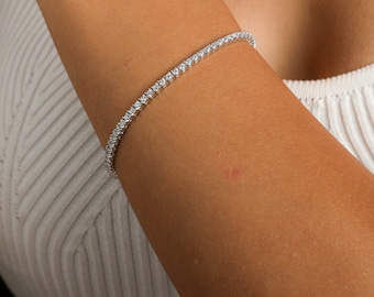 Diamond Tennis Bracelet, Round Cut Created Diamond 925 Sterling Silver, Luxury Bracelet, Gold Plated and Rose Gold Plated