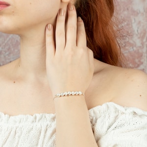 Minimalist Dainty Pearl Bracelet and Anklet Crystal Pearl Bracelet Bridesmaid Bracelet Wedding Bracelet Dainty Everyday Pearl Christmas Gift
