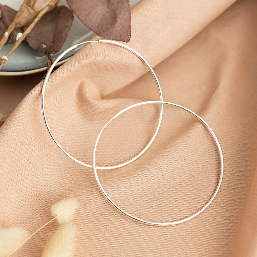 人気を誇る Hoop Large Earrings, Earrings Silver Sterling Mm 70 Hoop Big アクセサリー