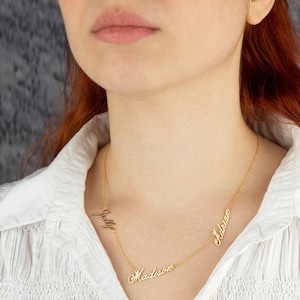 Personalized Name Necklace, Mother Necklace Family, Silver Family Necklace, Gift For Her, Three Name Necklace, Silver, Gold-Rose Plated