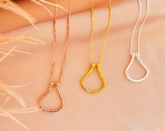 Ring Holder Necklace Horseshoe Thick Chain Option Horse shoe Ring Holder Necklace Wedding Ring Holder Pendant Engagement Ring Keeper