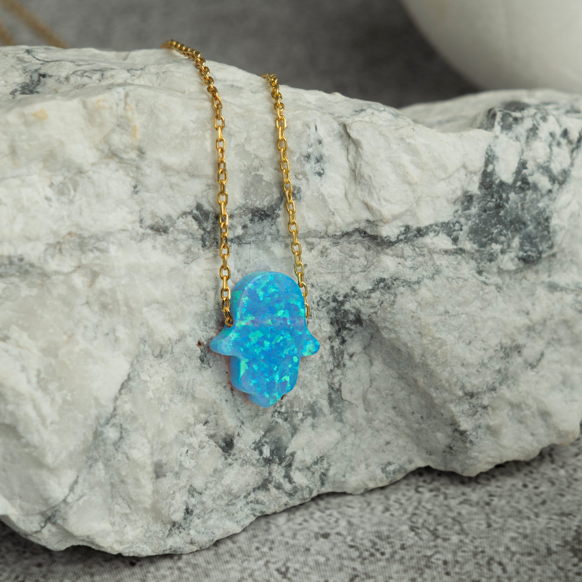 Real opal hamsa necklace clearance