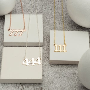 Engel Zahlen Schmuck 111 222 333 444 Benutzerdefinierte Kette Affirmation Silber Engel Halskette Zierliche Viel Glück Schmuck Geschenk für Sie