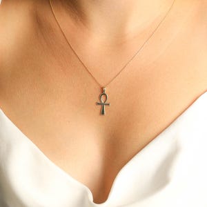 Personalized Ankh Necklace Egyptian Jewelry Dainty Gold Ankh Charm Ancient Egyptian Pendant Personalised Gift Protection Cross Necklace