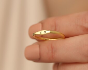 Personalized Silver Name Ring Gold Filled Engraved Minimalist Jewelry