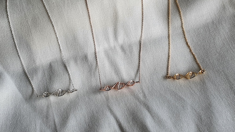 DNA Science Molecule Necklace Double Helix Pendant Mothers Day Gifts For Her Mom Doctor Gifts Science Gifts Rose Gold Gold Silver Plated image 8
