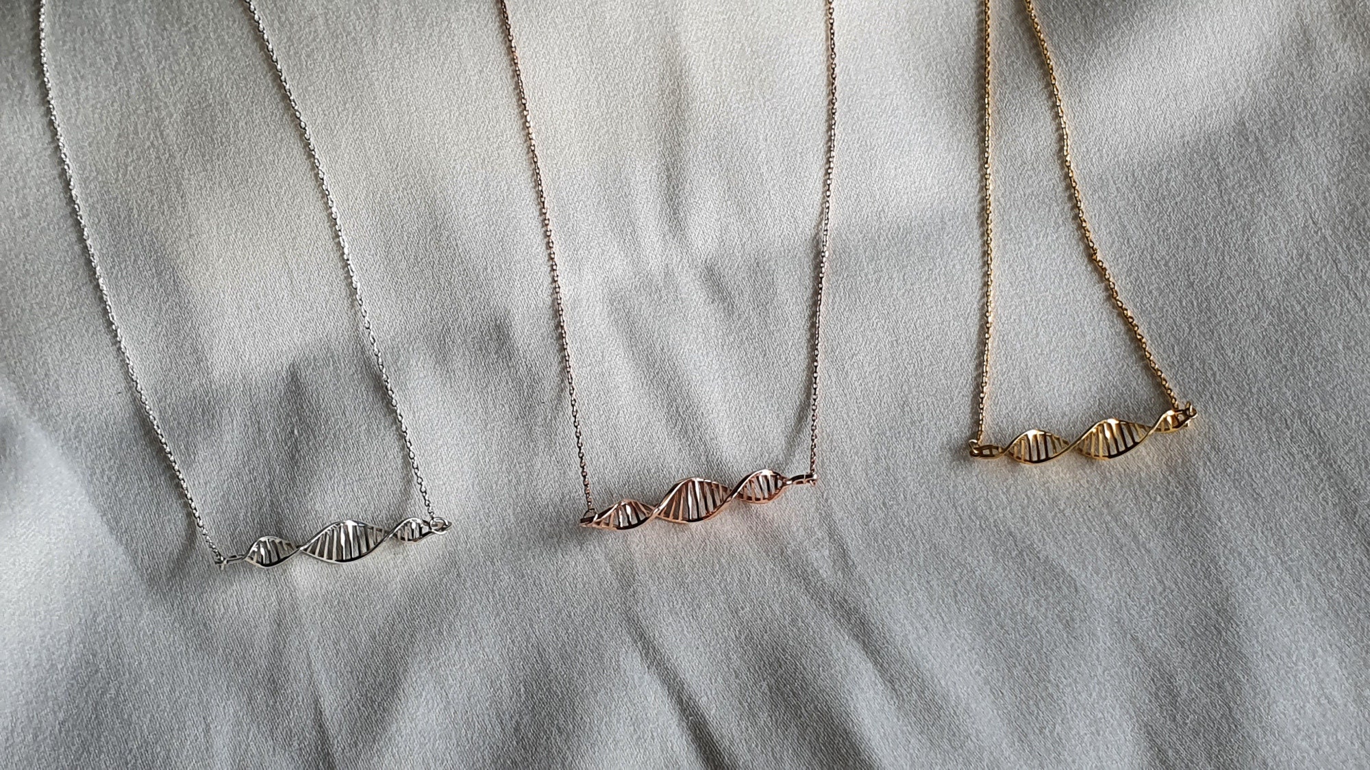 Sterling Silver DNA Double Helix Necklace: Science Jewelry Gift - Etsy