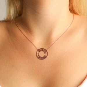 Gold Name Necklace Circle 2 Name Pendant Custom Double Name Necklace Gold Wife Gift, Mommy Gift Dainty Personalized Jewelry