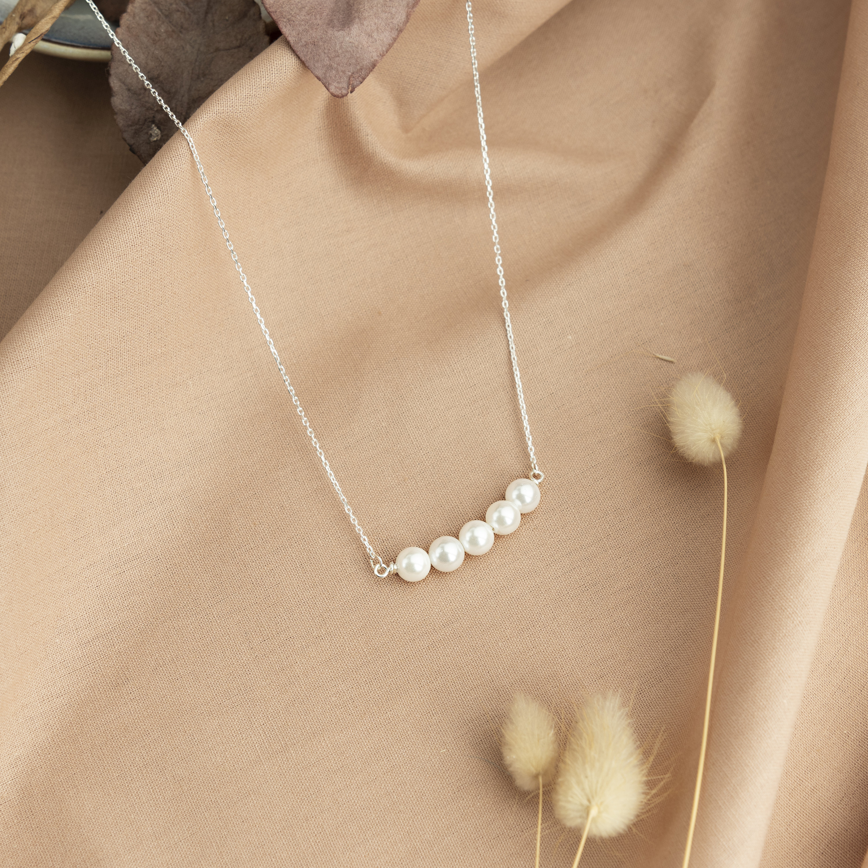 Kprusoian Dainty Pearl Jewelry Set For Women - Necklace, Earrings & Bracelet Boho Minimalist Set