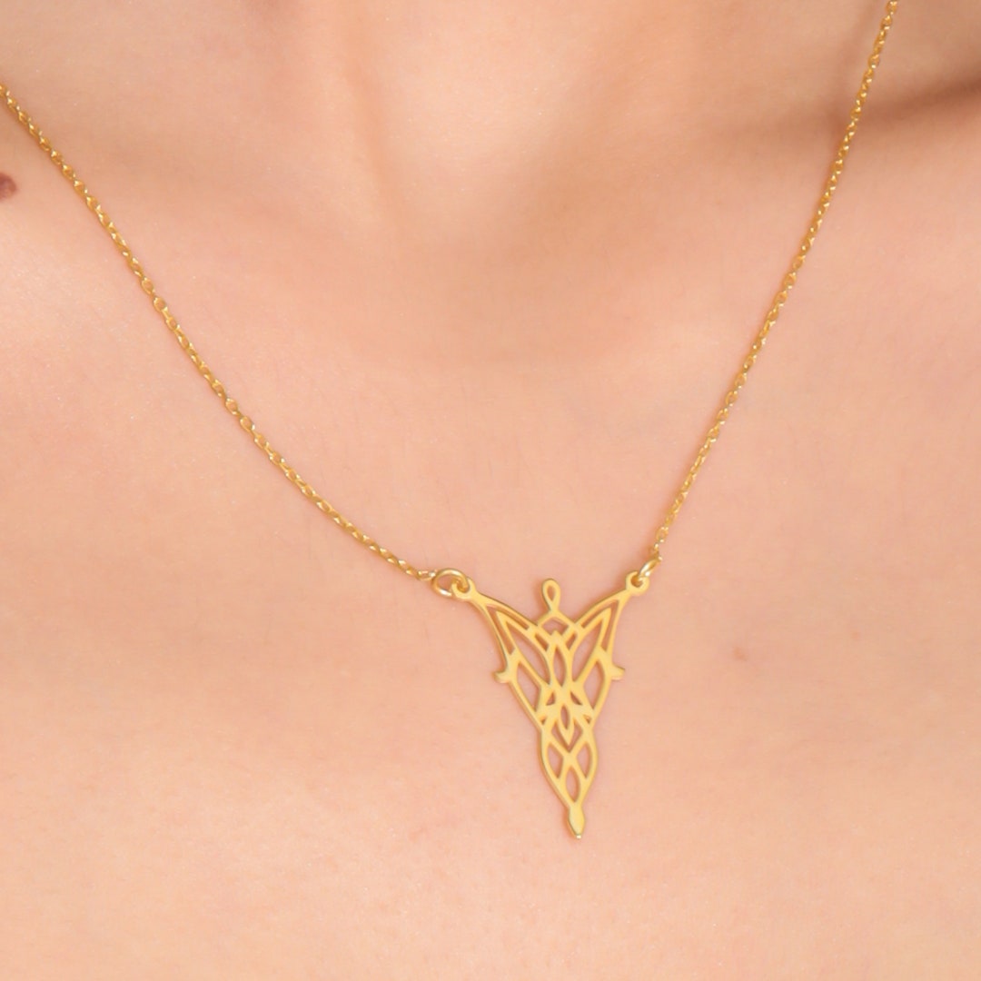 LOTR Arwen Star Pendant Necklace Elvish Necklace Gold Amulet Etsy