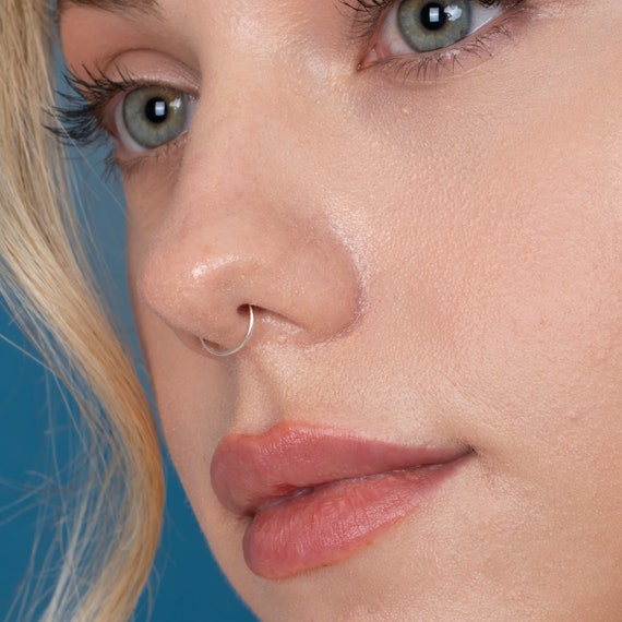 Fake Nose Ring, NO PEIRCING REQUIRED 0.7mm Simple Nose Hoop,Nose Ring,Tragus  Hoop (6mm, Silver) : Amazon.co.uk: Fashion
