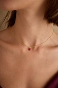 Dainty Ruby Necklace: Gold Drop July Birthstone Choker Everyday Necklace