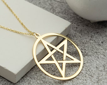 Sterling Silver Pentagram Necklace: Wiccan Pentacle, Pentagram Pendant for Energy Protection