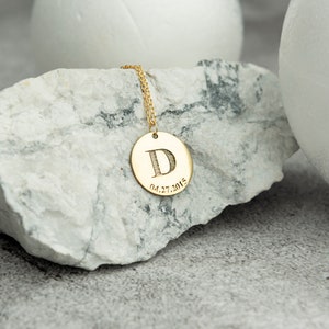 Personalized Sterling Silver Disc Necklace: Engraved Initial Pendant