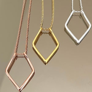 Geometric Ring Holder Necklace Thick Chain Options Ring Size For 3-11 Surgeon Gift Christmas Gift Engagement Ring Keeper Wedding Ring Holder image 3