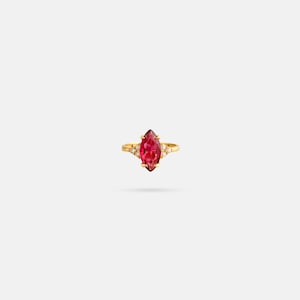 Gold Ruby Engagement Ring Statement Marquise Cut Ruby Jewelry July Birthstone Ring Gift For Her Silver Red Ruby Ring Anniversary Gift