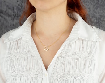 Collana personalizzata a ferro di cavallo in argento sterling 925: portafortuna inciso