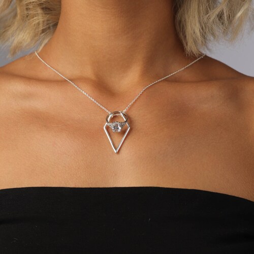 Geometric Ring Holder Necklace 14k Gold Ring Holder Necklace Etsy