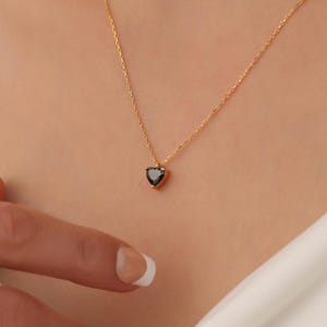 Schwarzer Onyx Herz Halskette Zierliche Schwarzer Onyx Anhänger Schwarzer Edelstein Schmuck Trendy Layering Beste Freund Geschenk Männer Halskette Geschenk Für Weihnachten