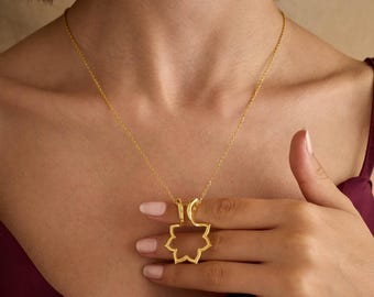 Ring Holder Necklace Thick Chain Options Sunflower for 4-11 Ring size Holder Necklace Wedding Ring Holder Pendant Engagement Gift for Her