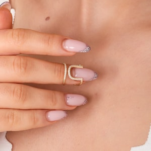 Bague du bout des doigts bague en argent sterling pour ongles délicats, cadeau pour femme, bague à ongles en fer à cheval réglable