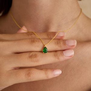 Emerald Chocker Necklace Drop Green Emerald May Birthstone Jewelry Dainty Emerald  Necklace Layering Emerald Necklace Gift for Her - Him